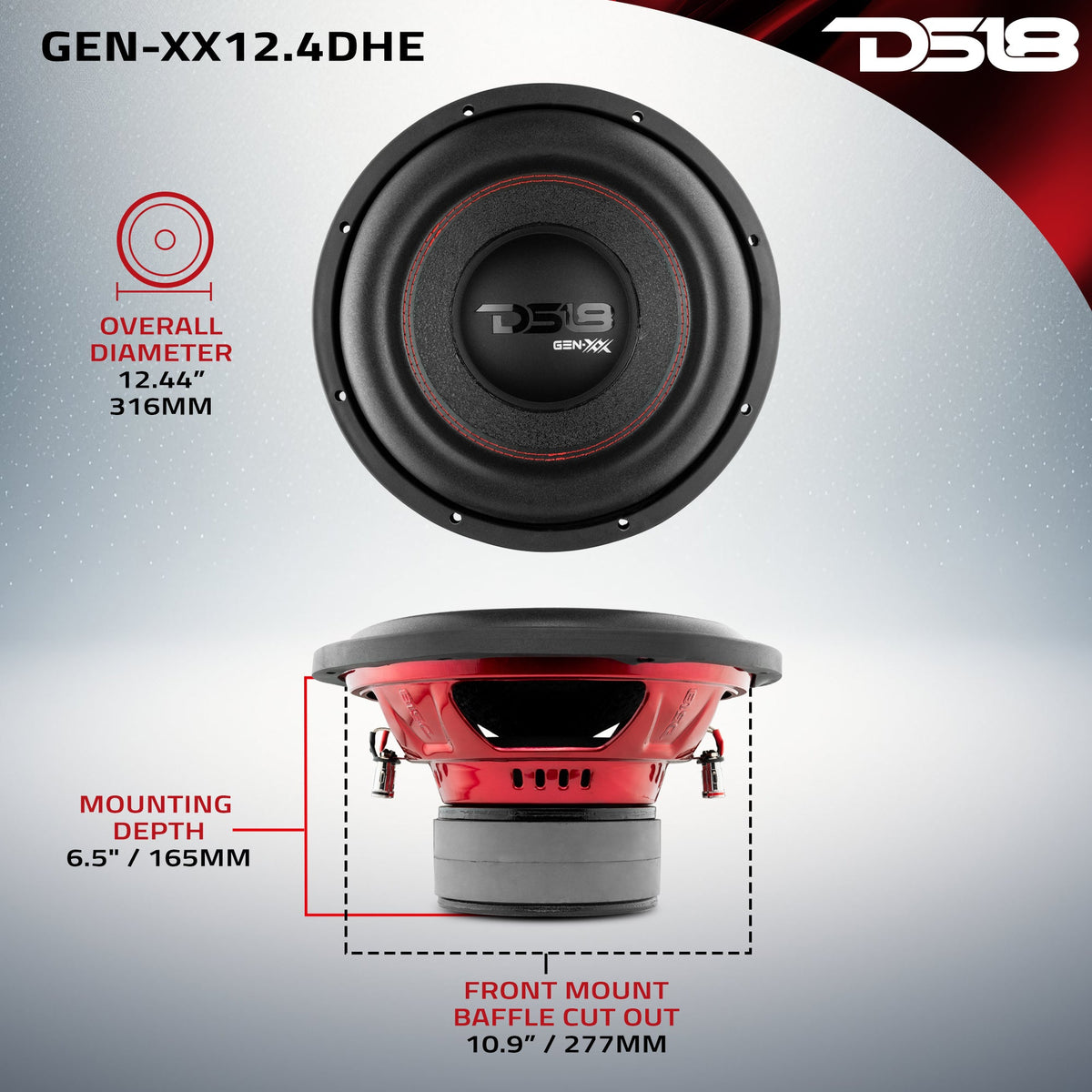 GEN-XX 12" High Excursion Subwoofer Double Stacked Magnets 600 Watts Rms DVC 4-Ohm