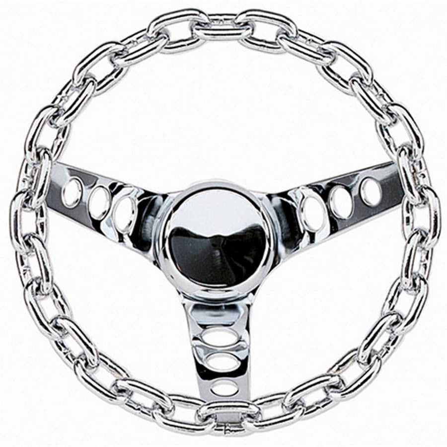 CHROME CHAIN STEER WHEEL 10"