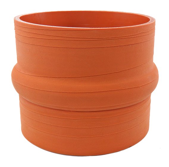 4.5" ID x 4" Long Silicone Hump Hose, Matte Red Aramid, 500°F