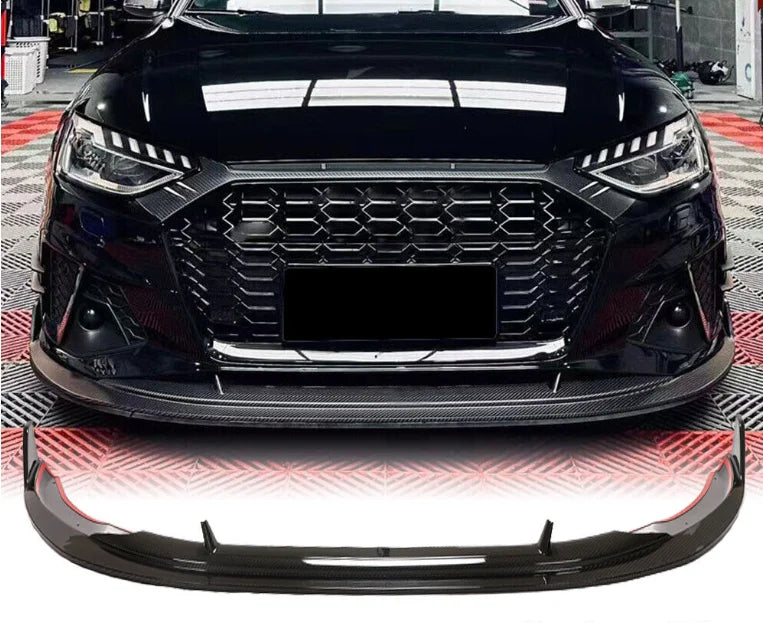 Audi A4 B9 S-Line / S4 Sedan Carbon Fiber 3D Style Front Bumper Lip Splitter Chin Spoiler 2020 - 2021