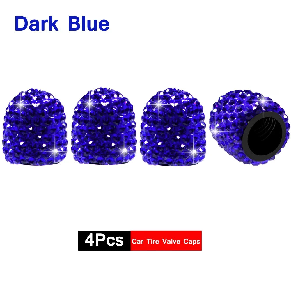 4Pcs Crystal Rhinestone Car Tire Valve Caps | Sparkly Dustproof Bling Tire Stem Covers
