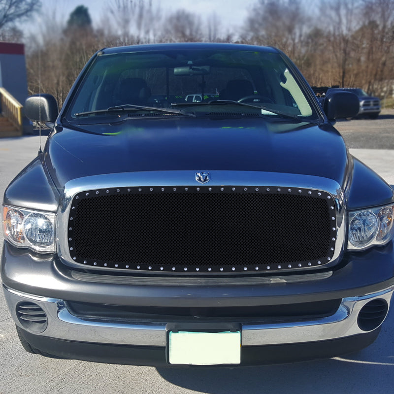 2002-2005 Dodge RAM 1500/2500/3500 Rivet Style Black Stainless Steel Mesh Grille Insert