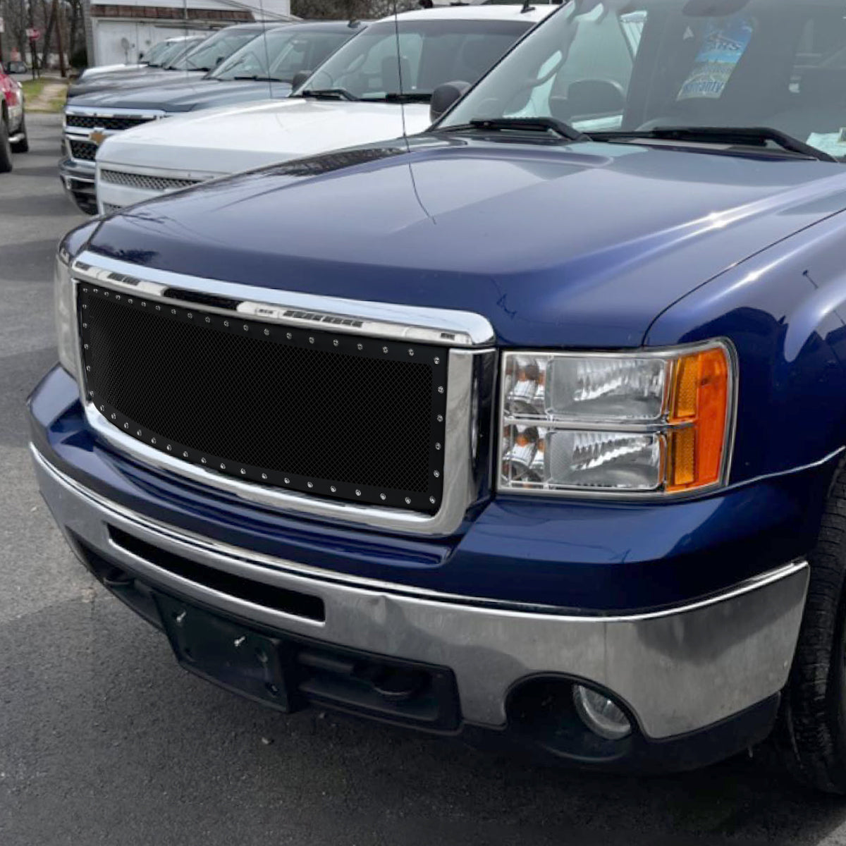 2007-2013 GMC Sierra 1500 NBS Rivet Style Black Stainless Steel Mesh Grille Insert