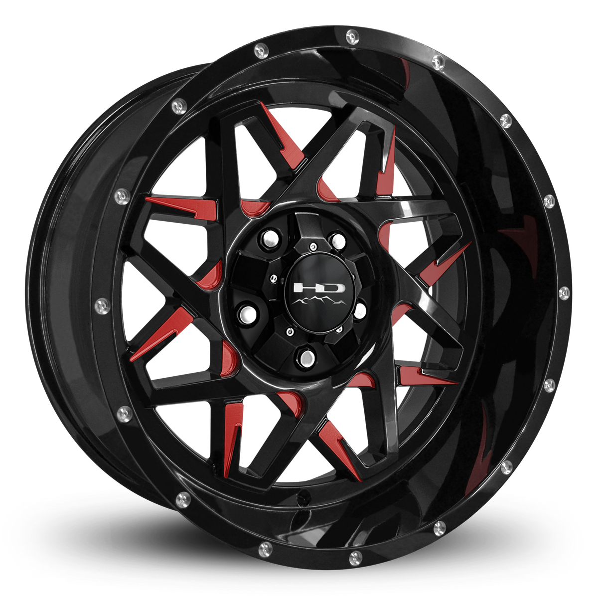 HD Offroad Caliber 20x10 -25 5x127/5x139.7mm 78.1mm Gloss Red&BK/Milled Face