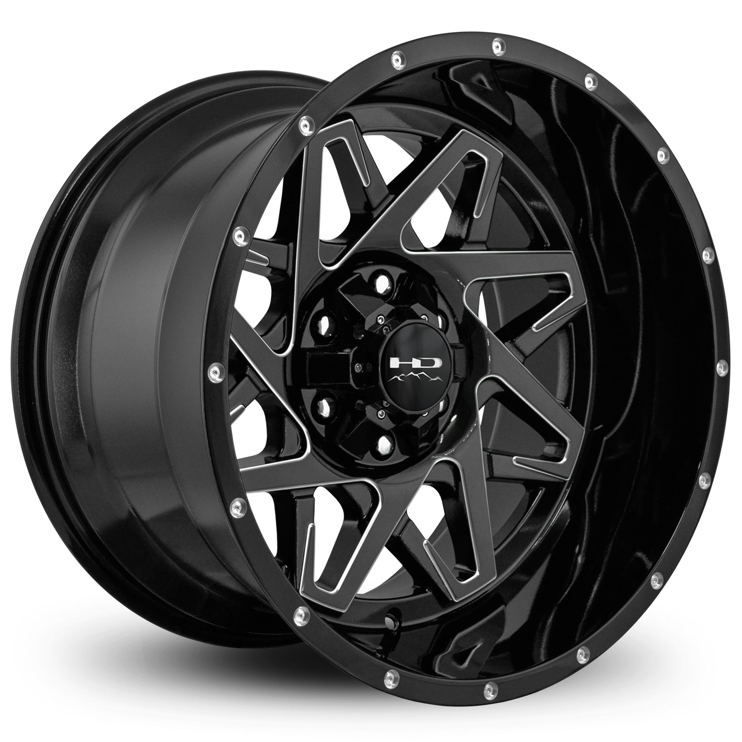 HD Offroad Caliber 20x12 -50 6x135/6x139.7mm 106.2mm Gloss Black/Milled Edge