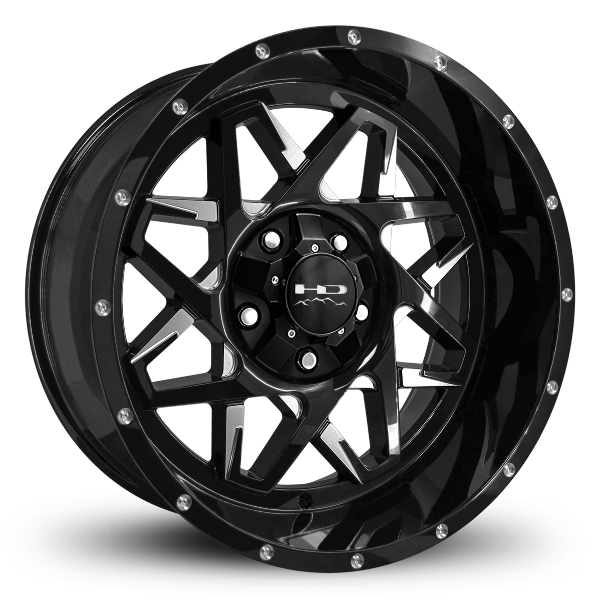 HD Offroad Caliber 20x10 -25 5x127/5x139.7mm 78.1mm Gloss Black/Milled Face