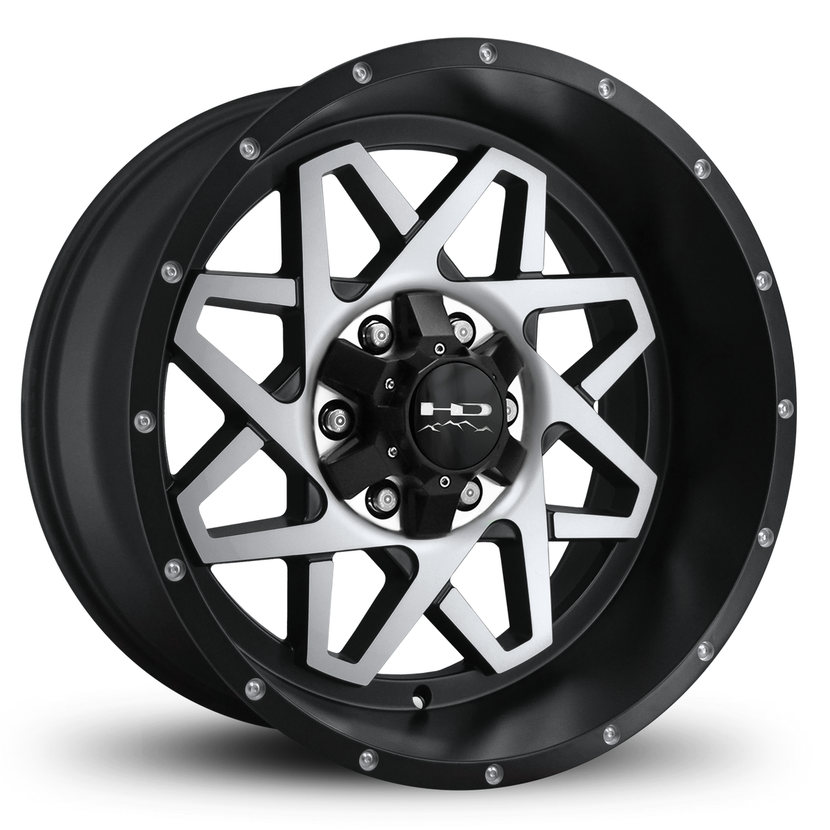 HD Offroad Gridlock 20x10 -25 6x135/6x139.7mm 106.2mm Satin Black/Machined Face