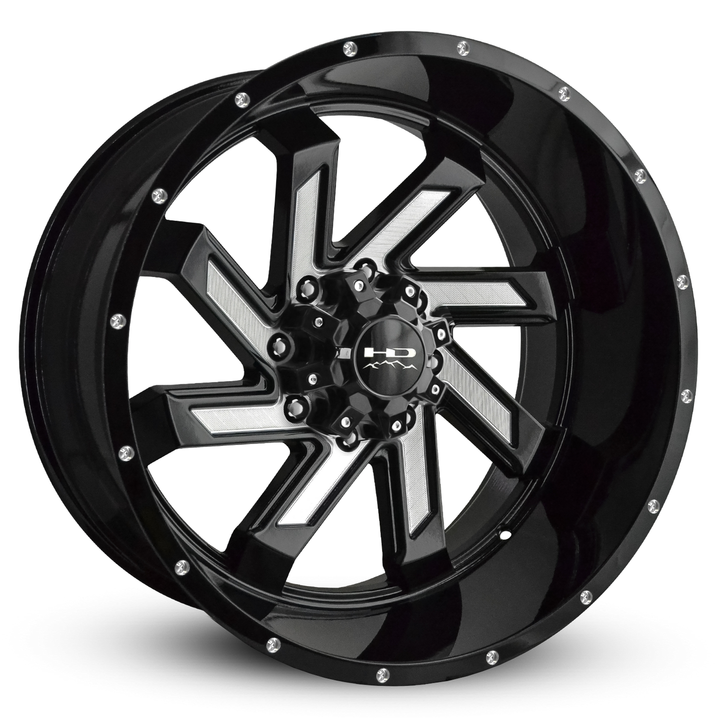 HD Offroad Saw 22x12 -44 8x180mm 124.1mm Gloss Black/Milled Face