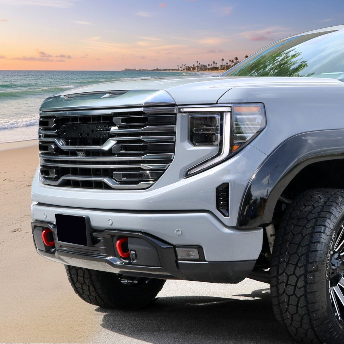 2022-2025 GMC Sierra 1500 Chrome AT4 Style Mesh Front Upper Hood Grille