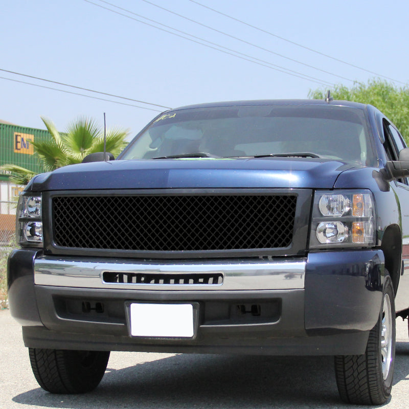 2007-2013 Chevrolet Silverado 1500 Glossy Black ABS Honeycomb Mesh Grille