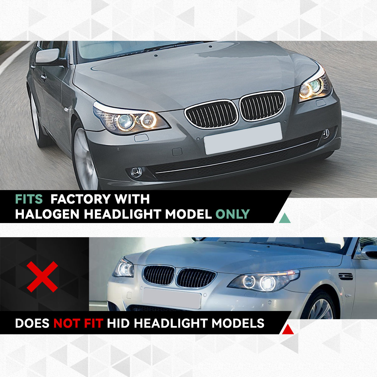 04-07 BMW E60 5-SERIES PROJECTOR HEADLIGHTS BLACK LED SIGNAL 3D HALO DRL