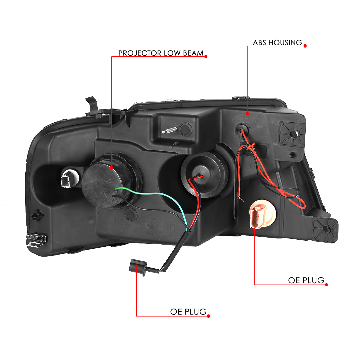 04-08 FORD F150 PAIR BLACK HOUSING PROJECTOR HEADLIGHT/LAMPS
