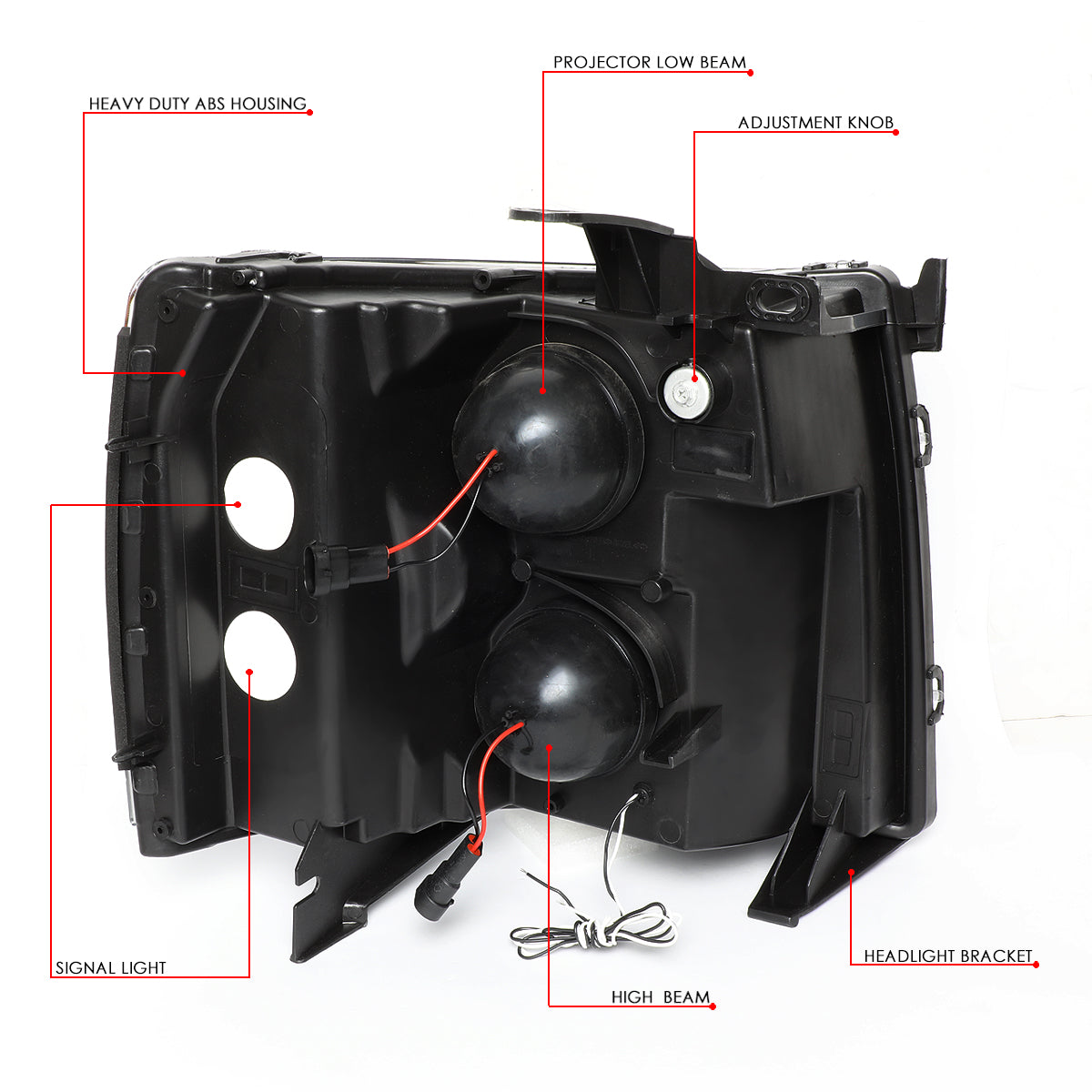 07-14 CHEVY SILVERADO PROJECTOR HEADLIGHT BLACK/SMOKED/AMBER