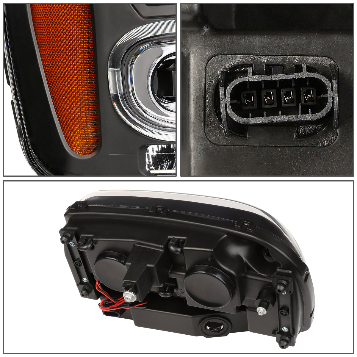 2002-2009 CHEVY TRAILBLAZER PAIR BLACK AMBER PROJECTOR HEADLIGHT