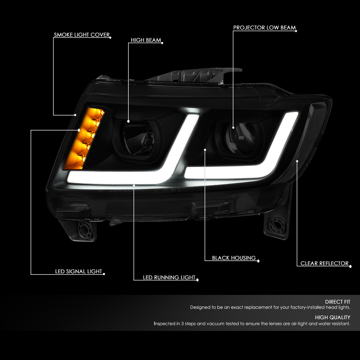 11-13 JEEP GRAND CHEROKEE PROJECTOR HEADLIGHT TINTED/CLEAR
