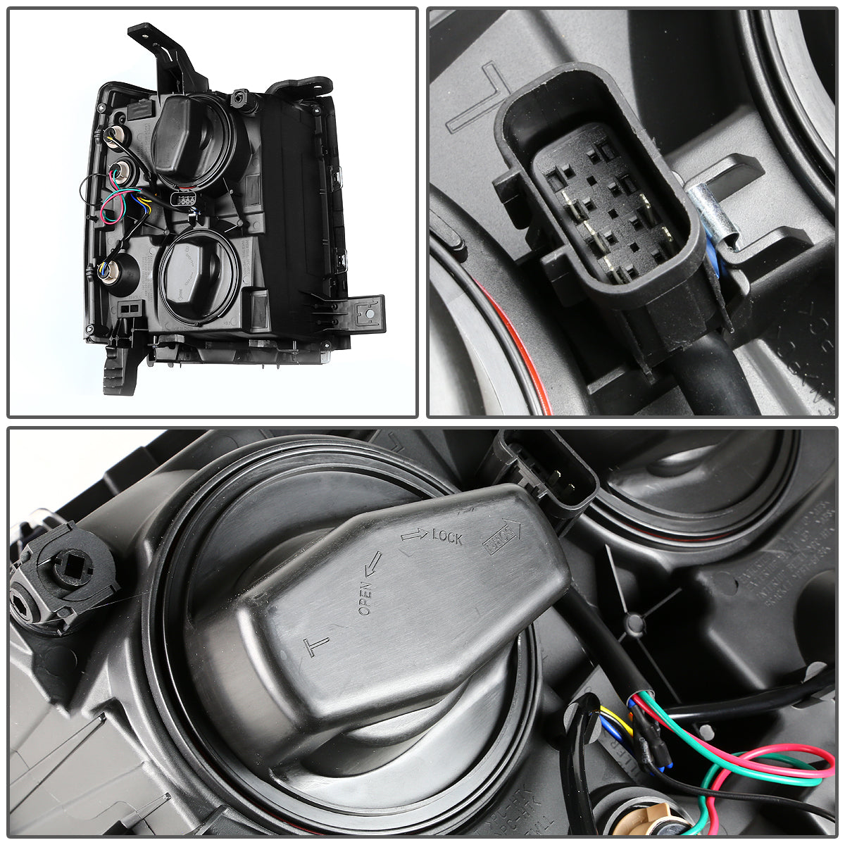 2014-2015 CHEVY SILVERADO BLACK AMBER PROJECTOR HEADLIGHT/LAMP W/LED DRL