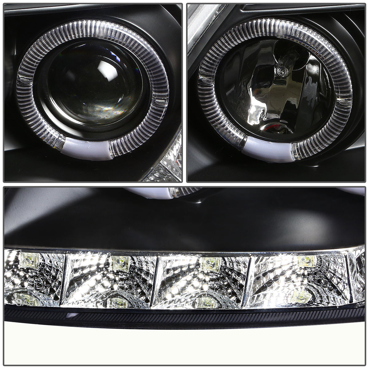 1997-2003 Ford F150 Black Amber Projector Headlights