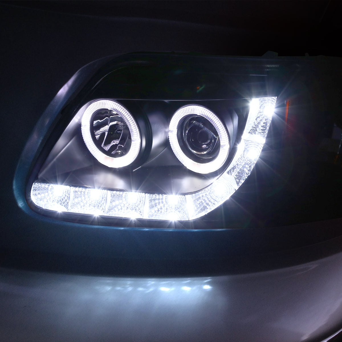 1997-2003 Ford F150 Black Amber Projector Headlights