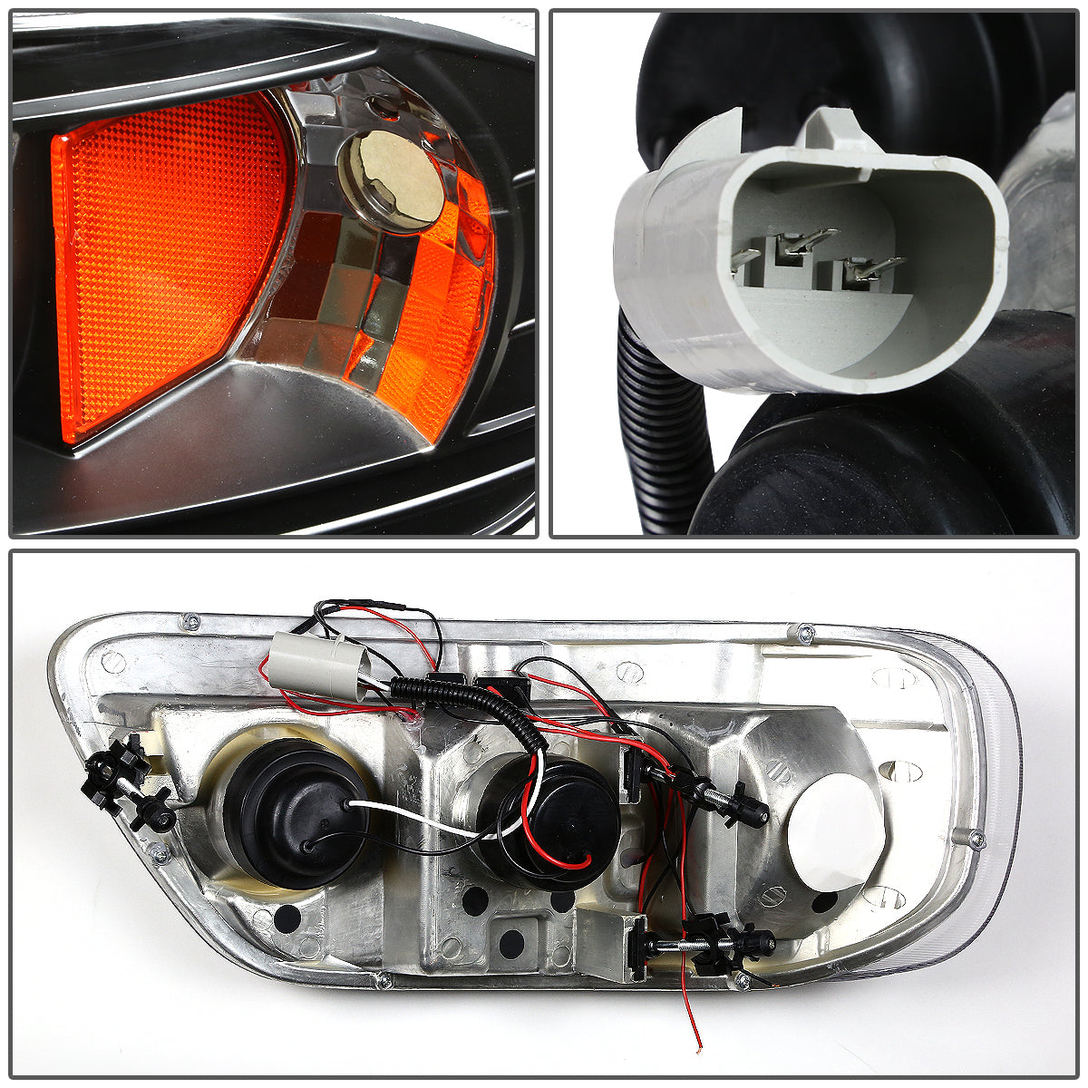 1997-2003 Ford F150 Black Amber Projector Headlights