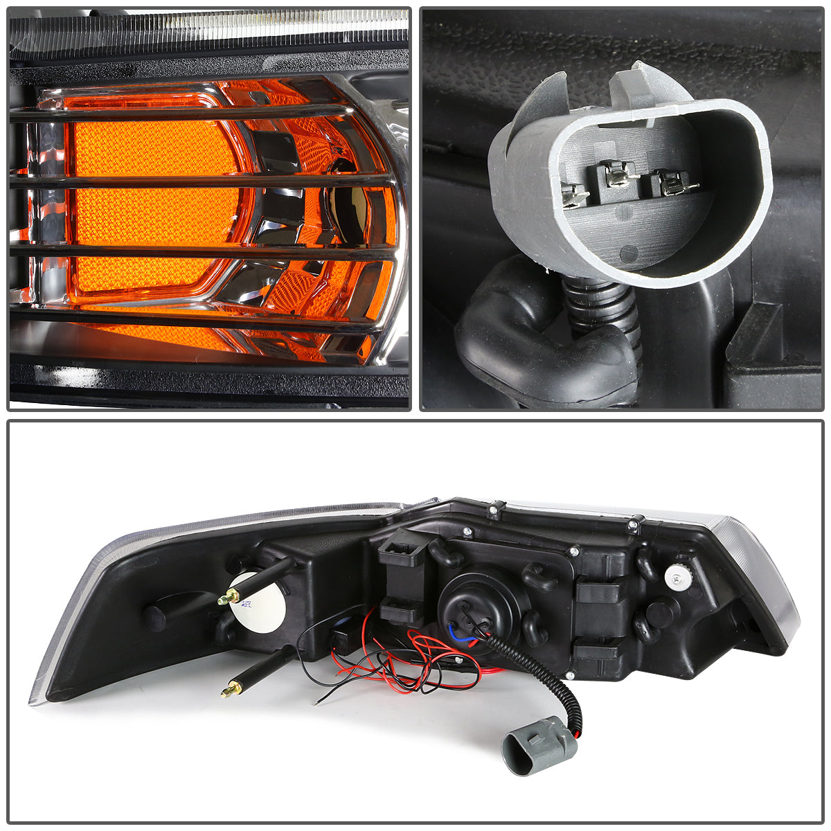 99-04 FORD MUSTANG BLACK AMBER PROJECTOR HEADLIGHT LAMPS