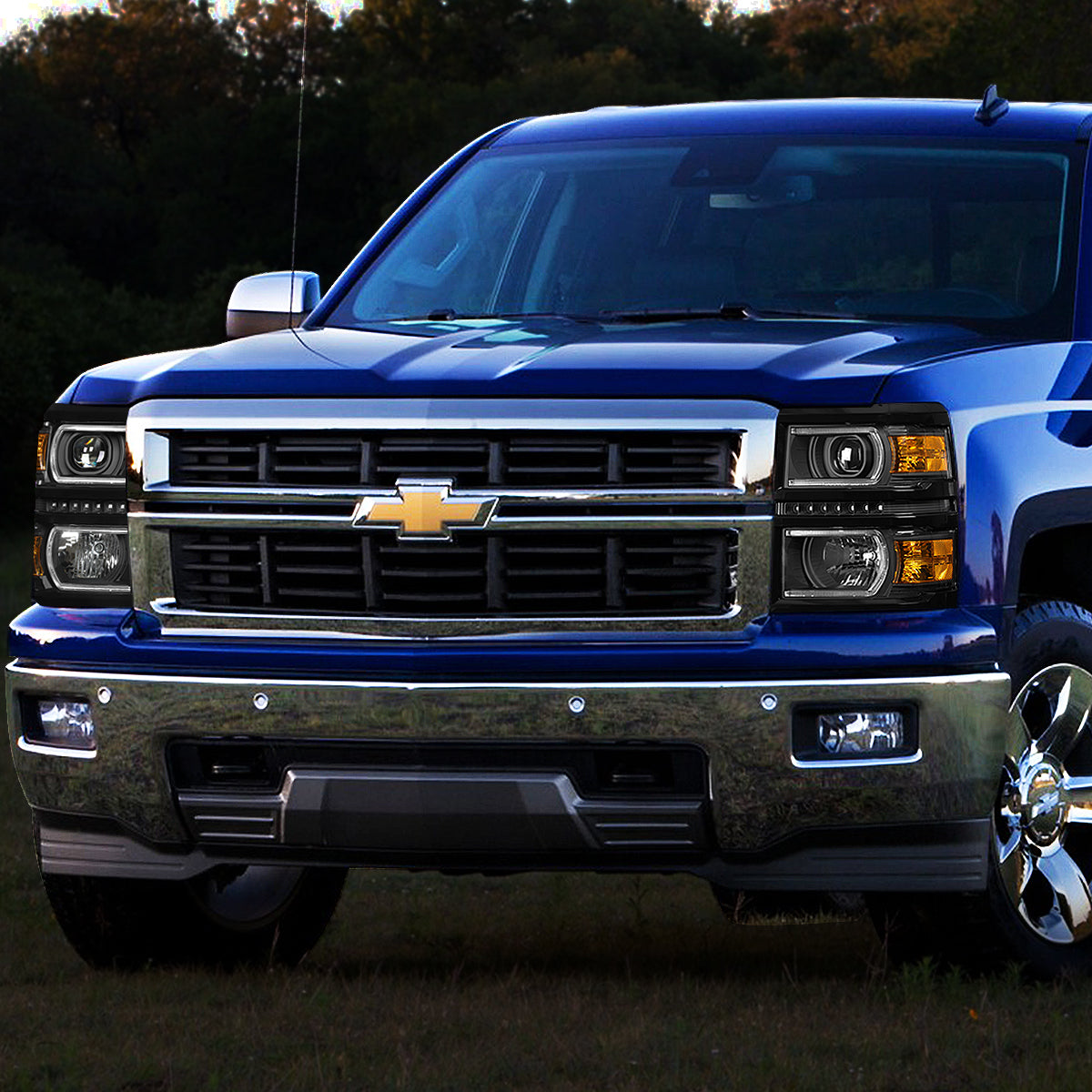 14-15 SILVERADO PROJECTOR HEADLIGHT/LAMPS BLACK/AMBER