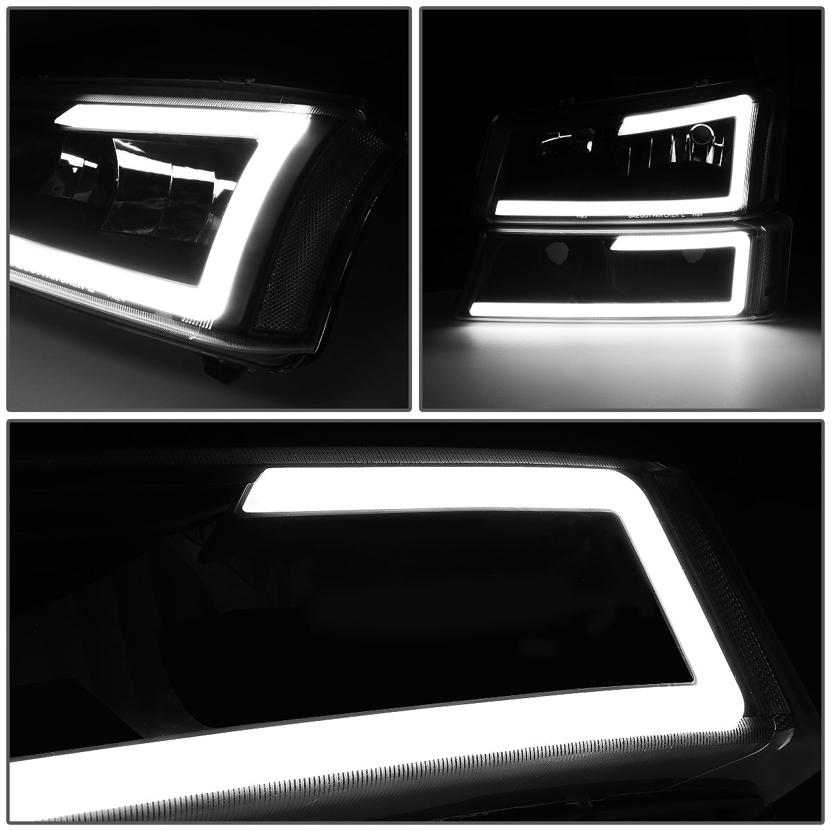 03-07 Chevy Silverado Avalanche Headlight Bumper Lamps Black/Clear