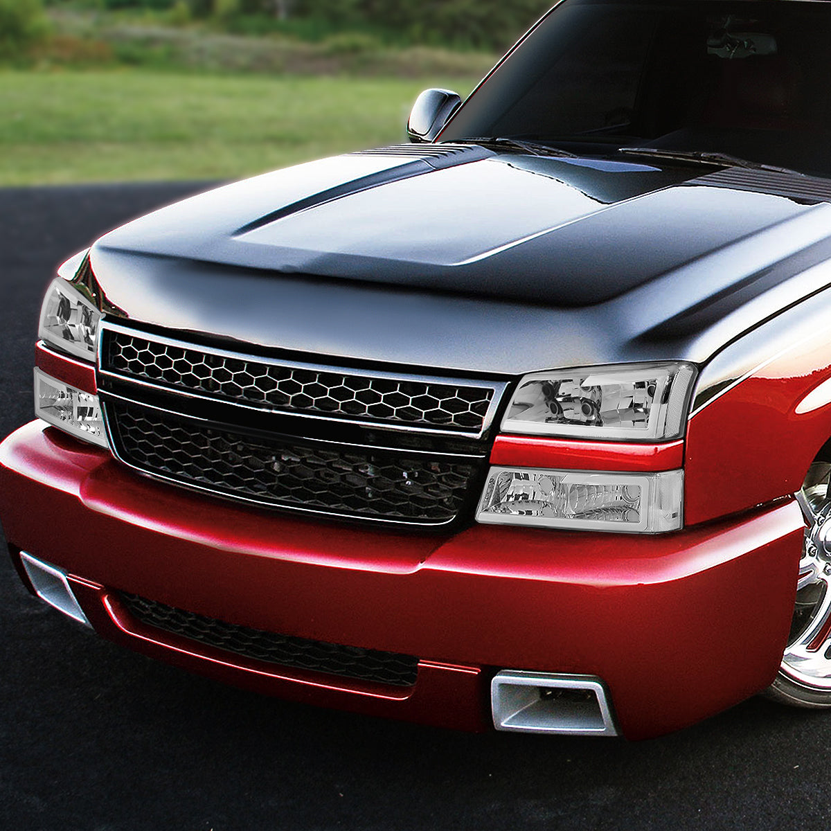 03-07 CHEVY SILVERADO AVALANCHE LED DRL HEADLIGHT & BUMPER LAMPS CHROME/CLEAR