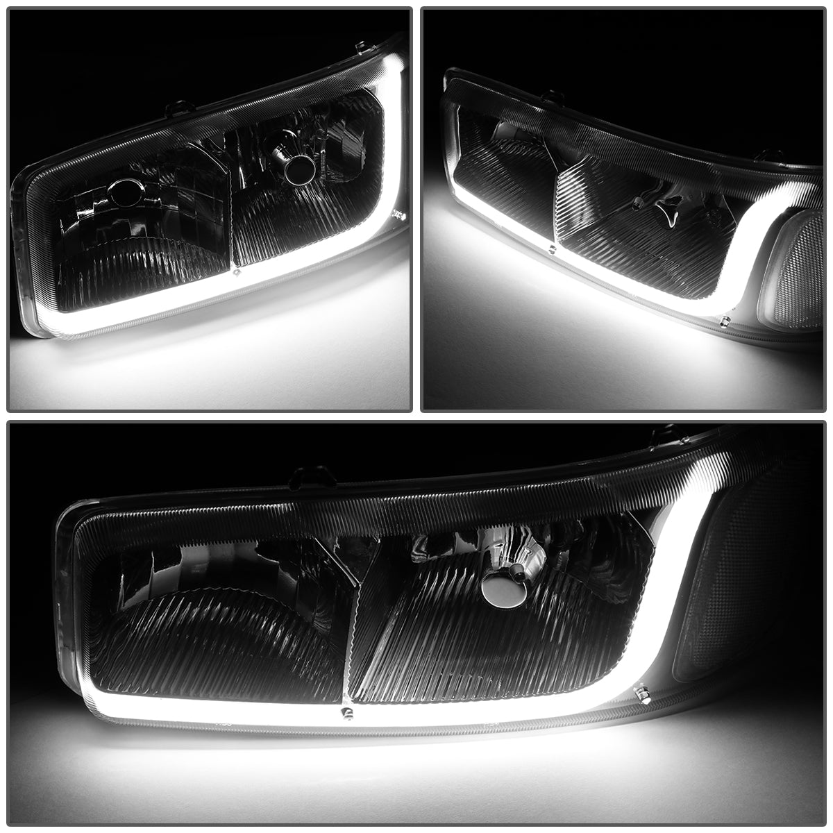 01-07 GMC SIERRA/YUKON DENALI LED DRL CHROME CLEAR HEADLIGHTS+BUMPER LAMPS