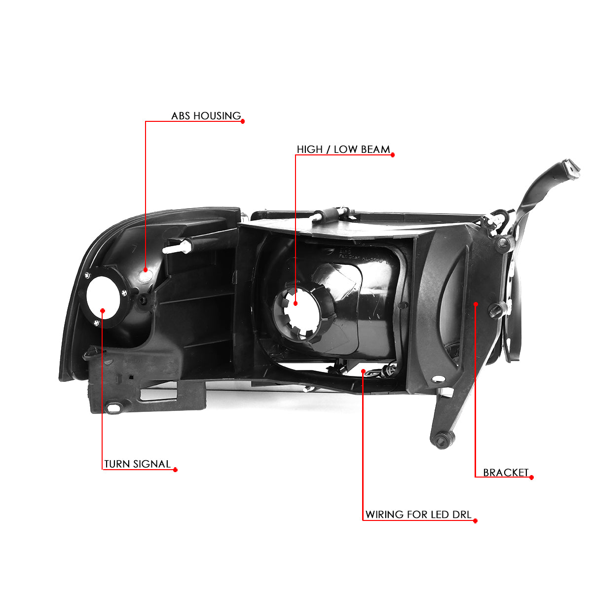94-02 DODGE RAM 1500 2500 3500 HEADLIGHT LAMPS BLACK/SMOKED