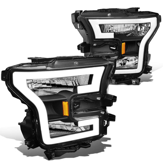 2015-2017 Ford F-150 LED DRL Headlights - Black Housing