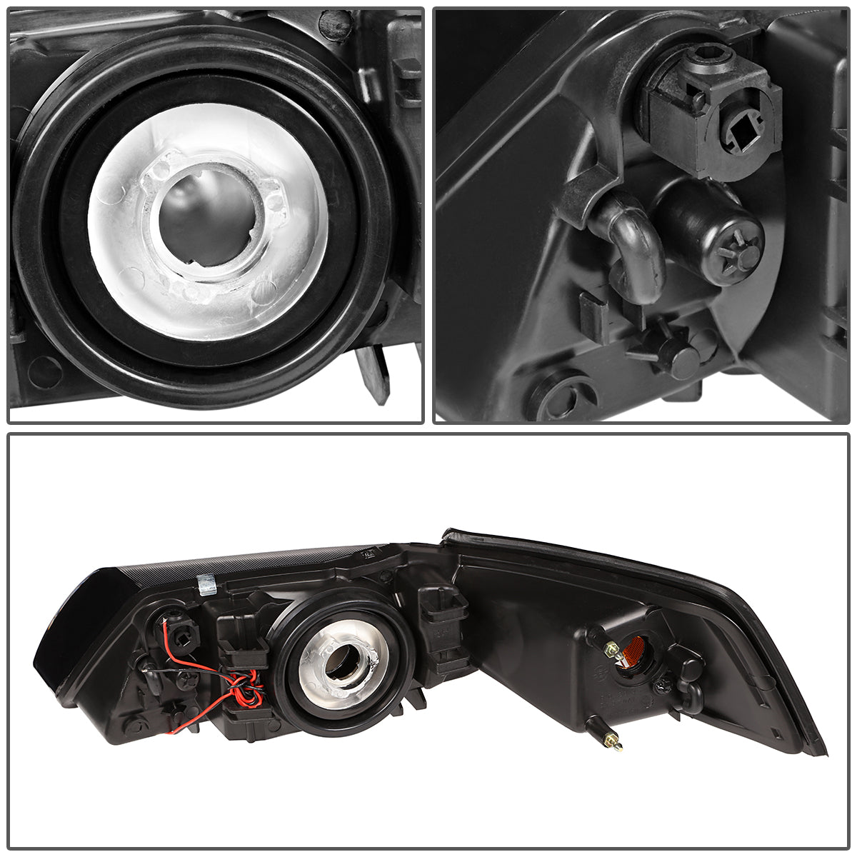 1999-2004 FORD MUSTANG PAIR BLACK HOUSING AMBER CORNER HEADLIGHT