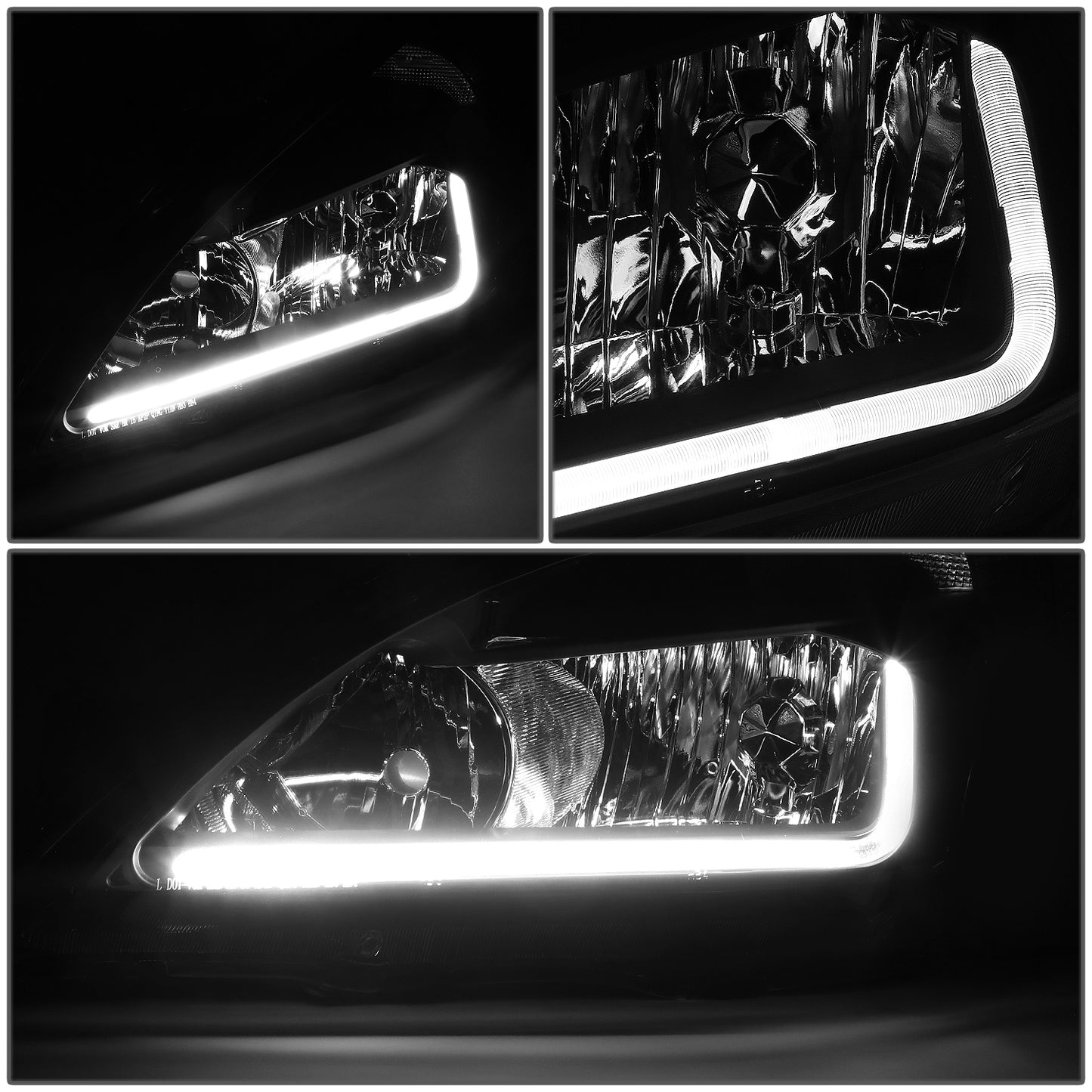 2003-2007 HONDA ACCORD BLACK HOUSING AMBER SIDE HEADLIGHT/LAMP SET