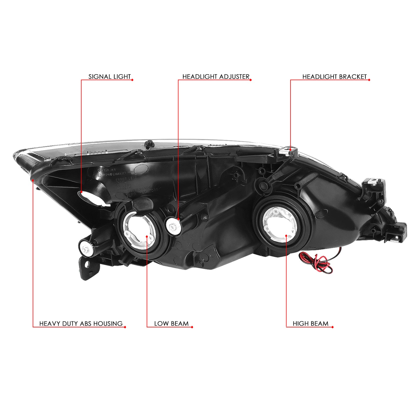 2003-2007 HONDA ACCORD BLACK HOUSING AMBER SIDE HEADLIGHT/LAMP SET