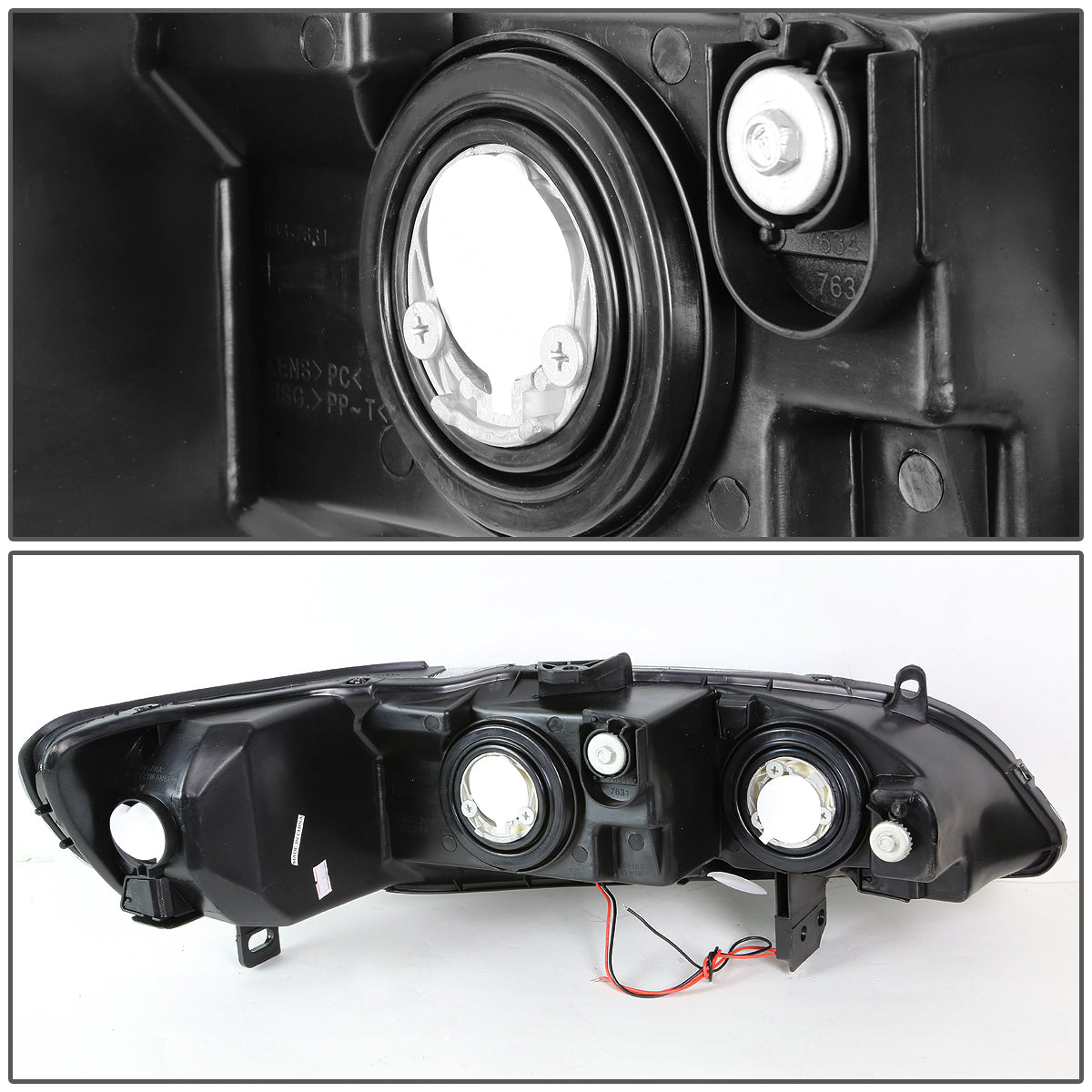 1998-2002 HONDA ACCORD PAIR BLACK HOUSING CLEAR CORNER HEADLIGHT W/LED DRL