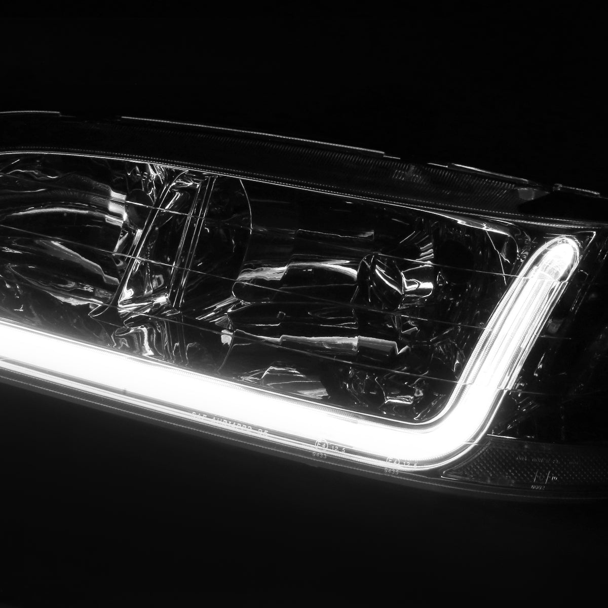 1998-2002 HONDA ACCORD PAIR CHROME HOUSING CLEAR CORNER HEADLIGHT W/LED DRL
