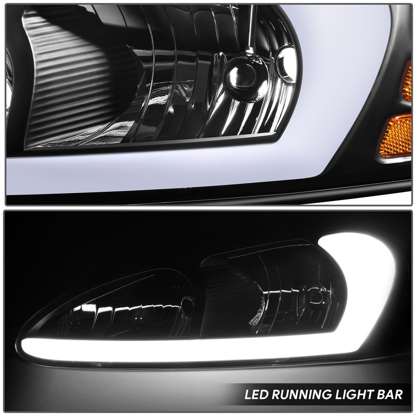 04-08 Pontiac Grand Prix Black Housing Amber Corner Headlights