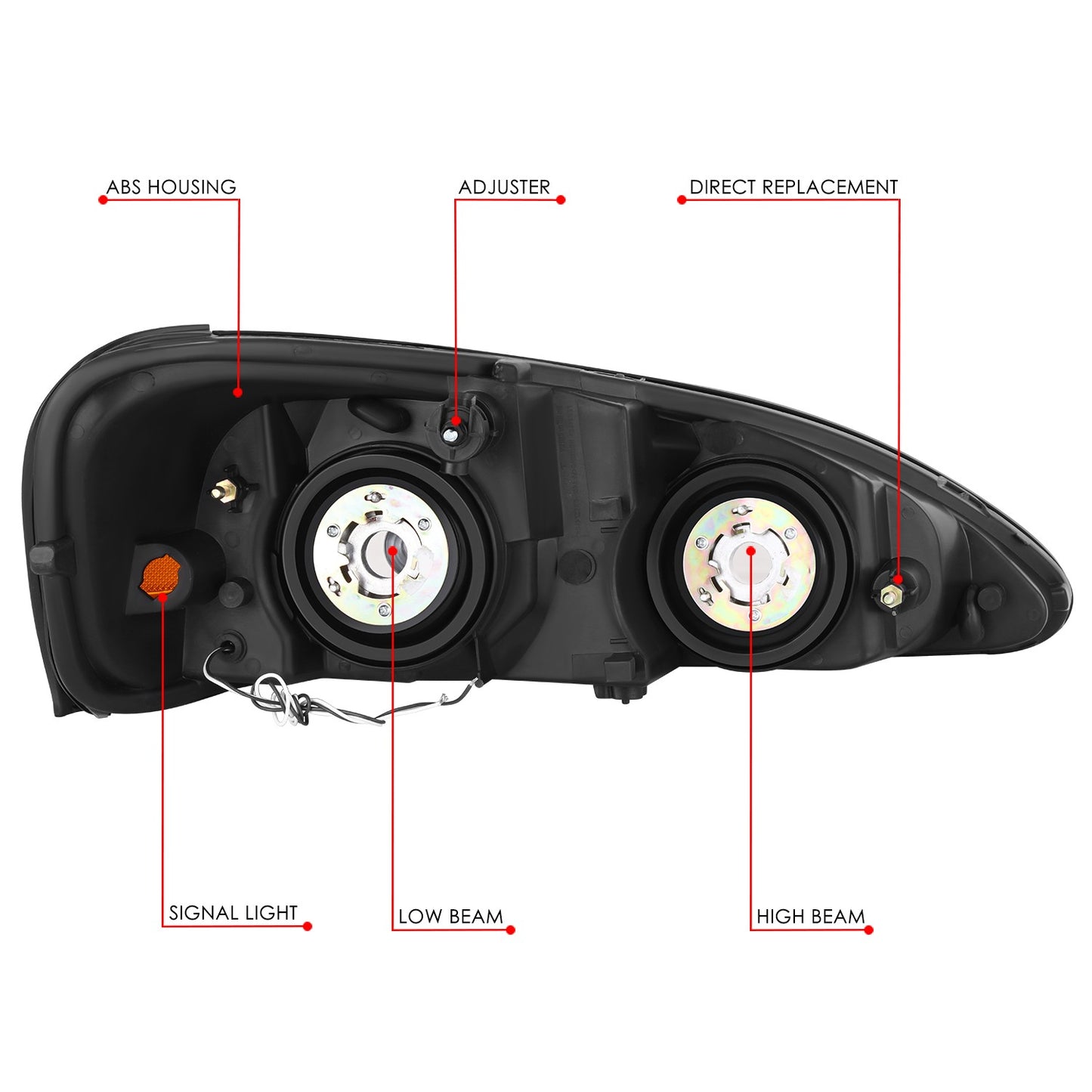 04-08 Pontiac Grand Prix Black Housing Amber Corner Headlights