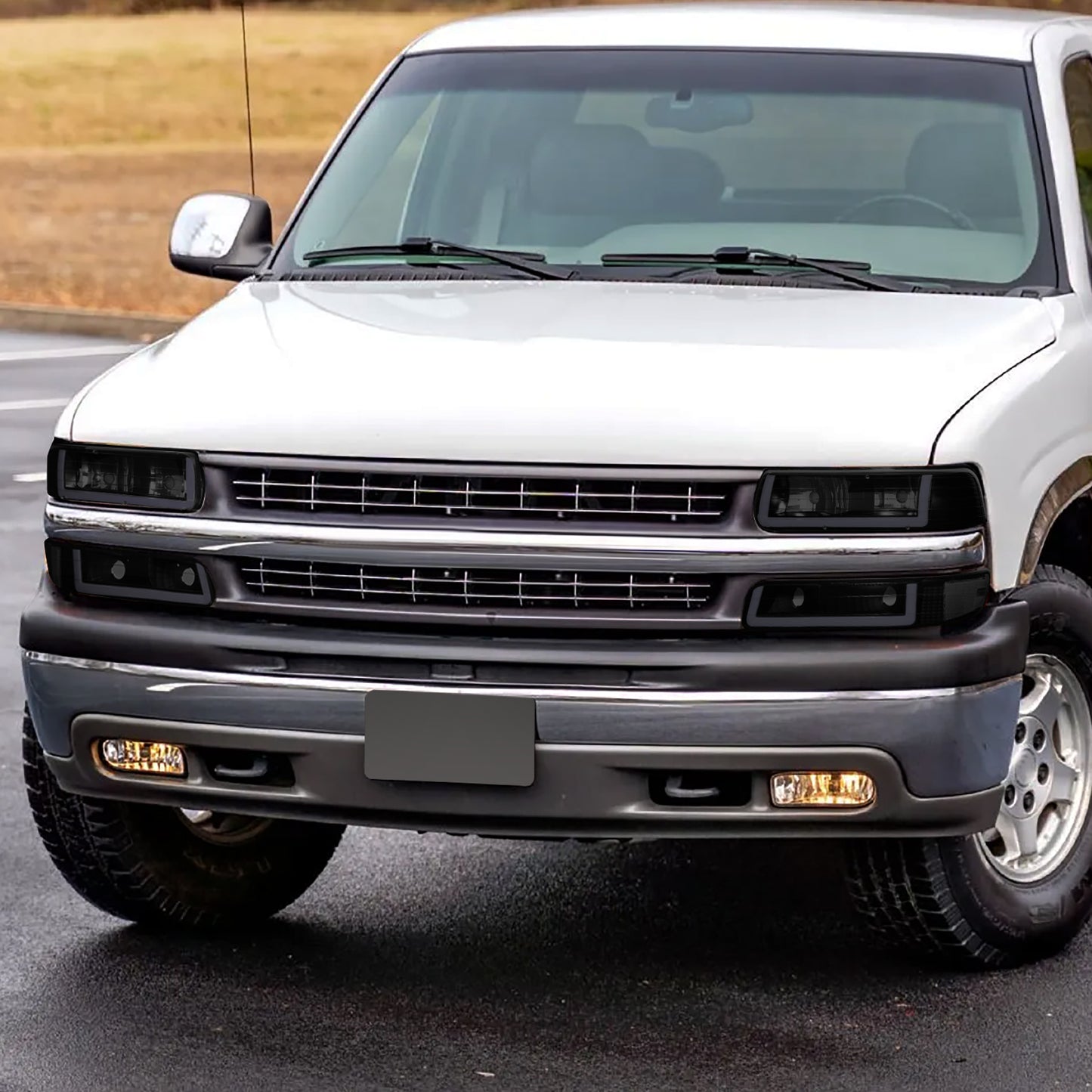 99-02 Silverado 00-06 Tahoe Headlight+Bumper Lamps Black/Smoked