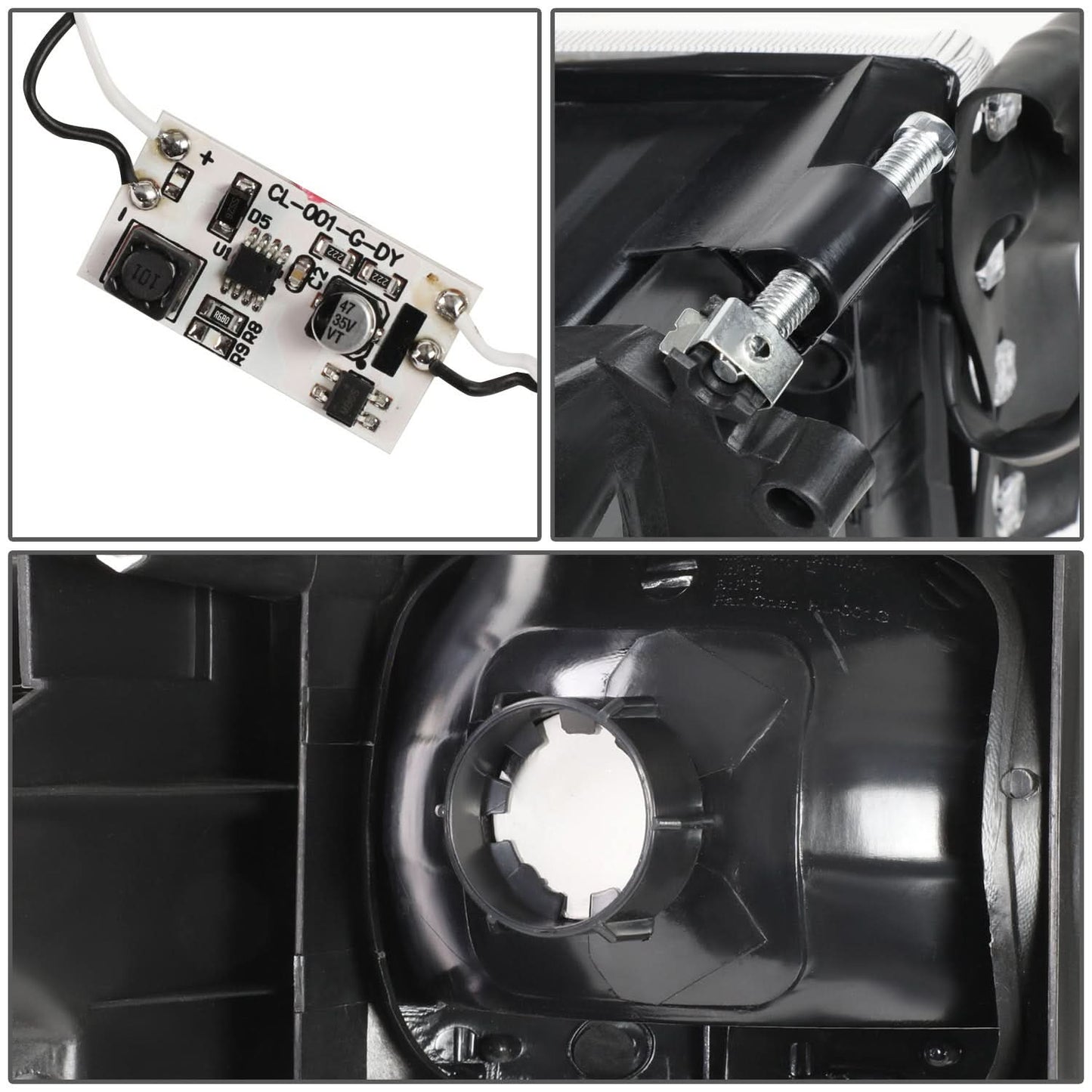 94-02 Dodge Ram LED DRL Headlights Black Housing Clear Corner