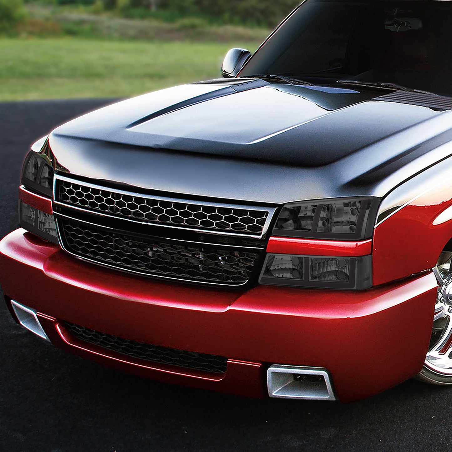 03-07 SILVERADO AVALANCHE HEADLIGHT BUMPER LAMPS SMOKED/CLEAR