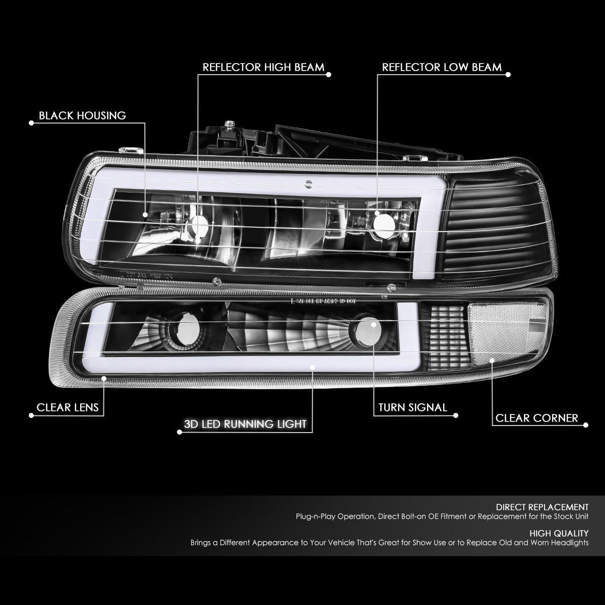 99-06 Chevy Silverado Suburban 1500 2500 Headlight & Bumper Lamps