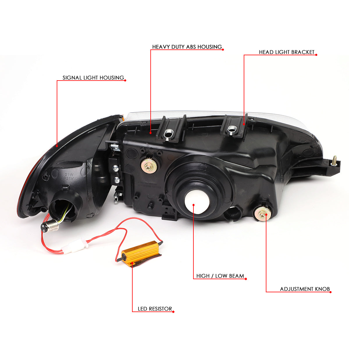 92-95 HONDA CIVIC 2/3DR BLACK HOUSING HEADLIGHT CORNER LAMP