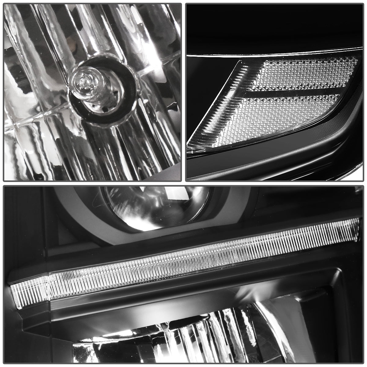 15-20 CHEVY TAHOE SUBURBAN BLACK/CLEAR CORNER LED DRL PROJECTOR HEADLIGHT