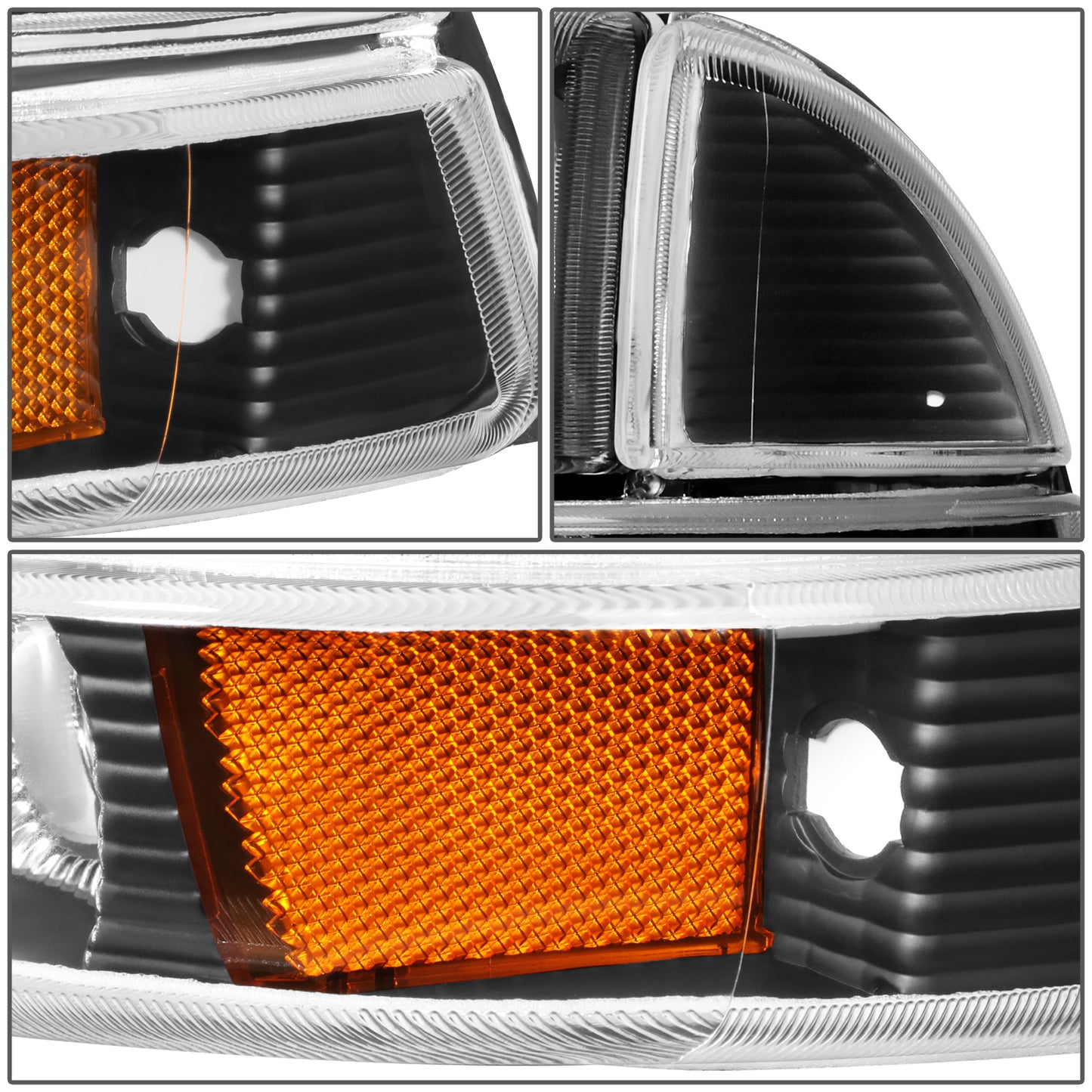 97-04 Dodge Dakota Durango Black Housing Amber Corner Headlight Bumper Lamp
