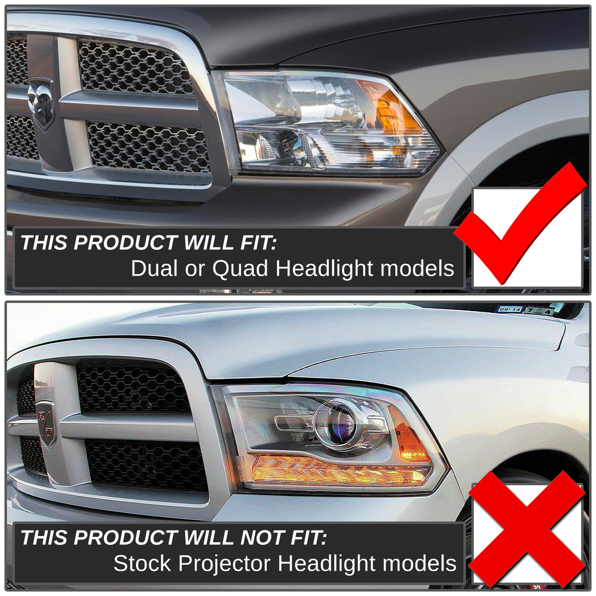 09-18 RAM BLACK HOUSING HEADLIGHTS