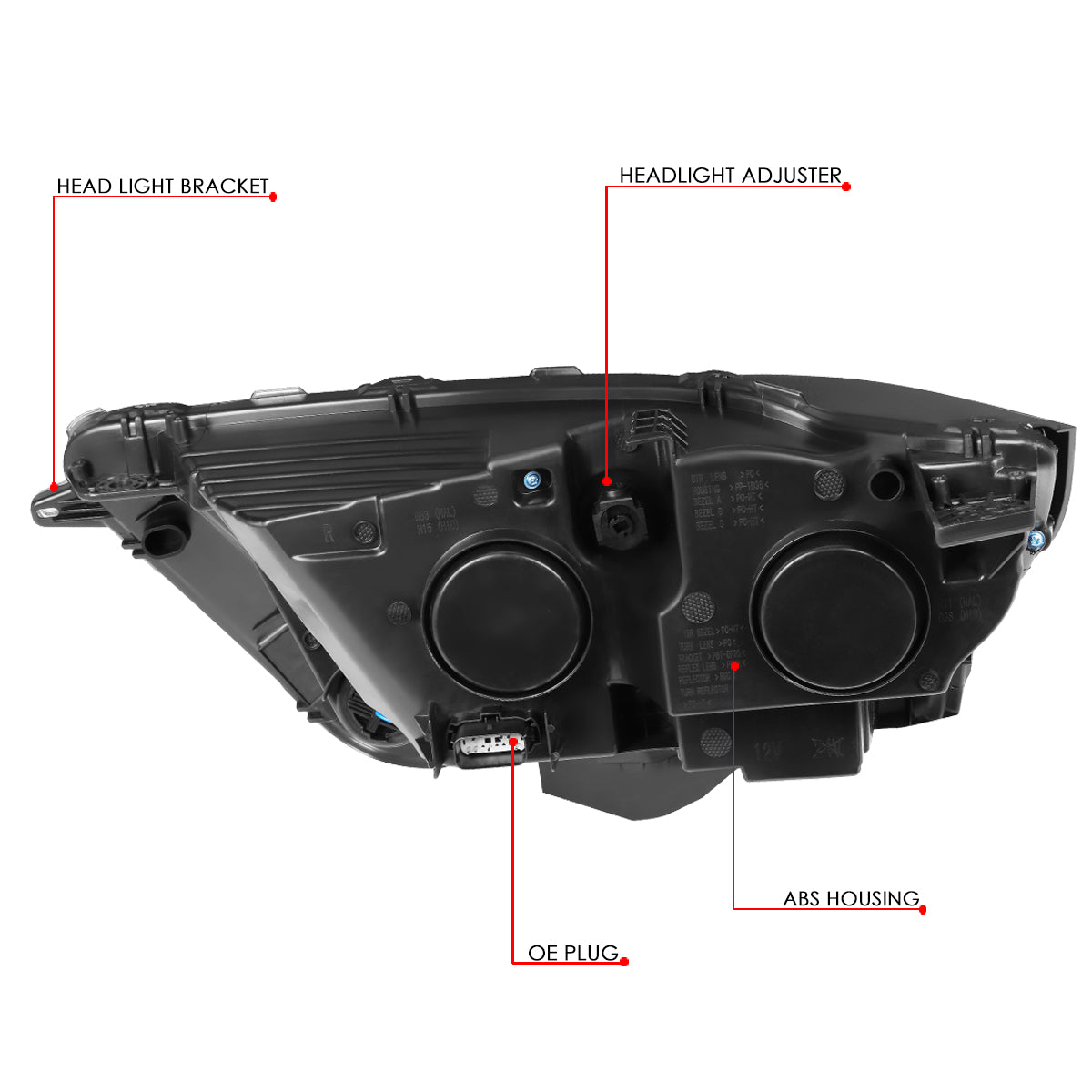 15-18 FORD EDGE OE STYLE BLACK HOUSING CLEAR CORNER PROJECTOR HEADLIGHTS