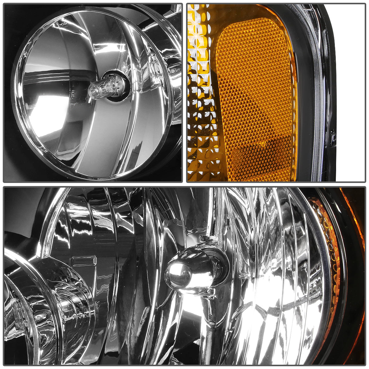 03-06 FORD EXPEDITION BLACK HOUSING AMBER CORNER HEADLIGHT REPLACEMENT LAMP