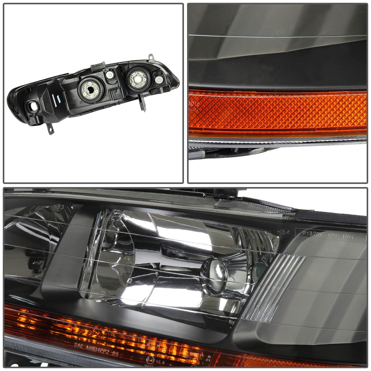 98-02 HONDA ACCORD 2/4DR BLACK HOUSING AMBER CORNER HEADLIGHT SIGNAL LAMPS