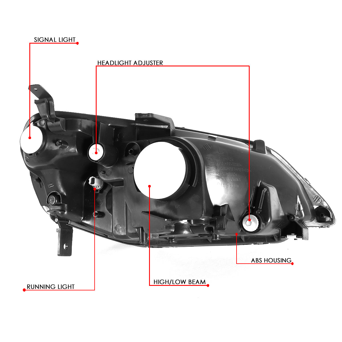 01-03 HONDA CIVIC OE STYLE BLACK HOUSING CLEAR CORNER HEADLIGHT HEAD LAMPS