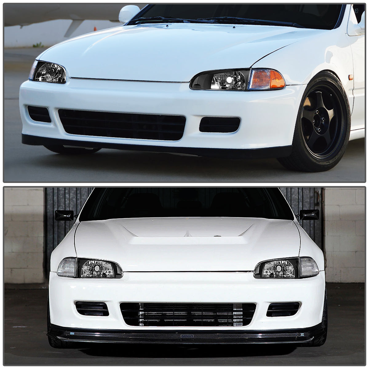 92-95 HONDA CIVIC EG EJ EH BLACK/CLEAR OE STYLE REPLACEMENT HEADLIGHT LAMPS
